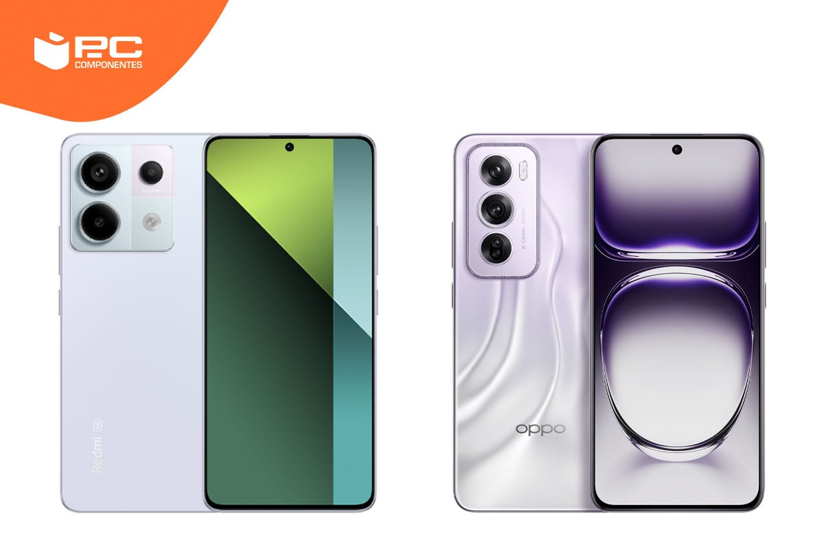 Die Xiaomi Redmi Note 13 Pro 5G vs Reno 12 Pro nebeneinander bei PcComponentes Die Xiaomi Redmi Note 13 Pro 5G vs Reno 12 Pro nebeneinander