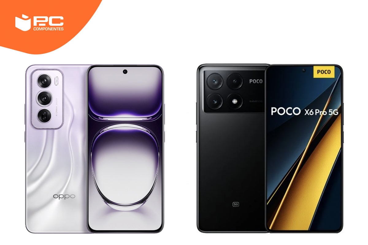Imagen trasera y frontal del Oppo Reno 12 Pro y del Poco X Pro