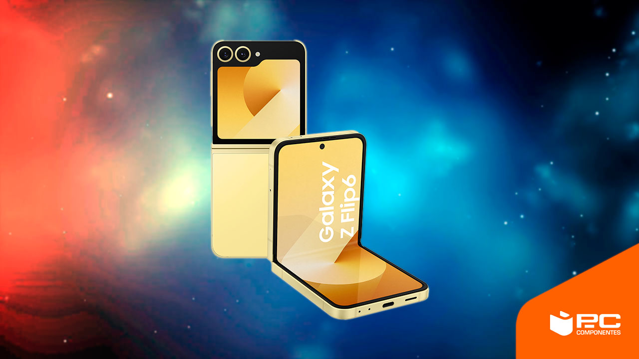 Imagen promocional del Samsung Galaxy Z Flip 6 de color dorado