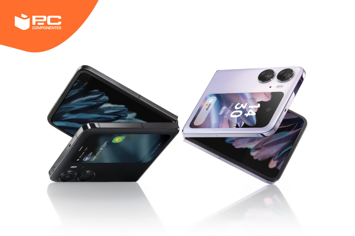 Imagen del móvil plegable OPPO Find N2 Flip en sus versiones morada y negra