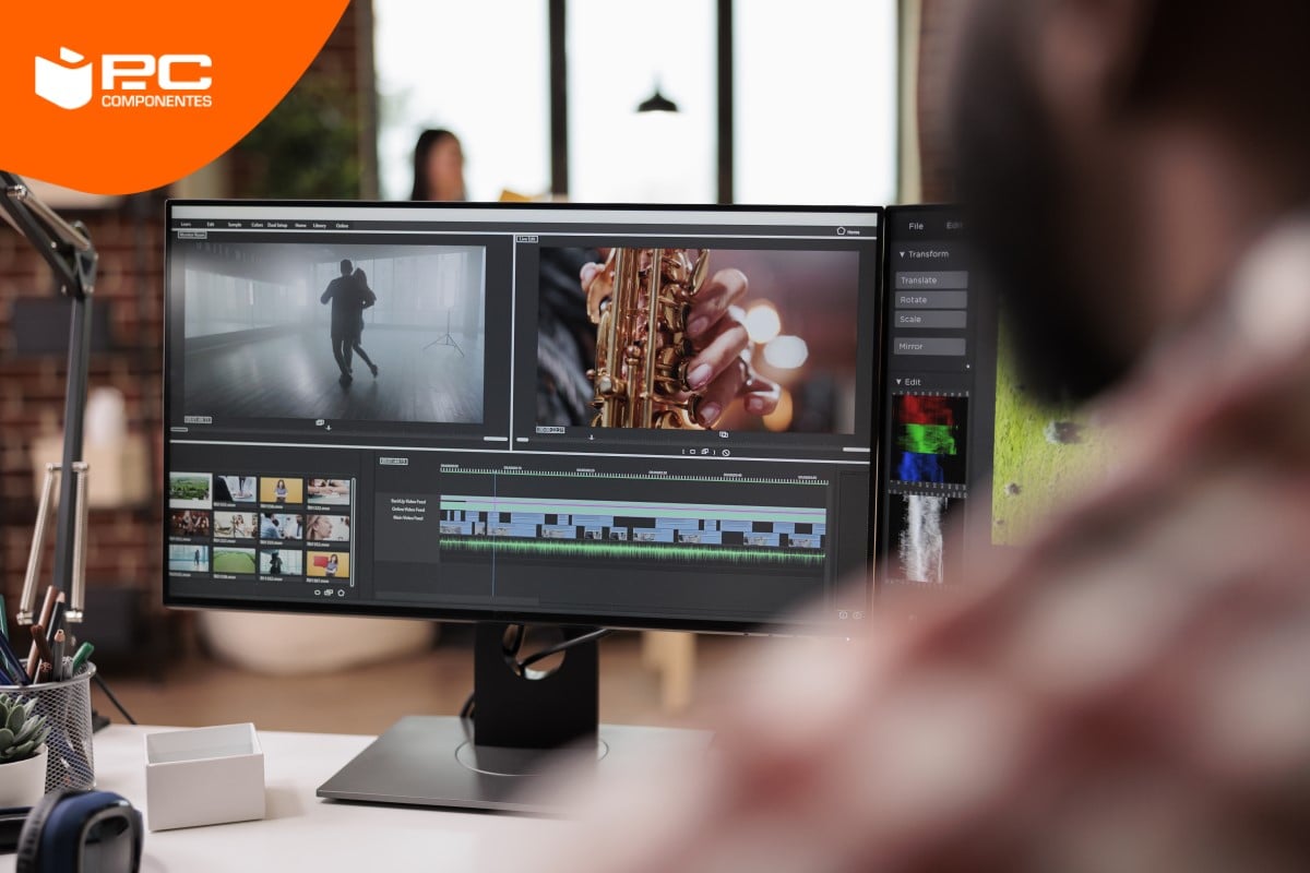 Una persona usando el mejor PC sobremesa para edición de vídeo
