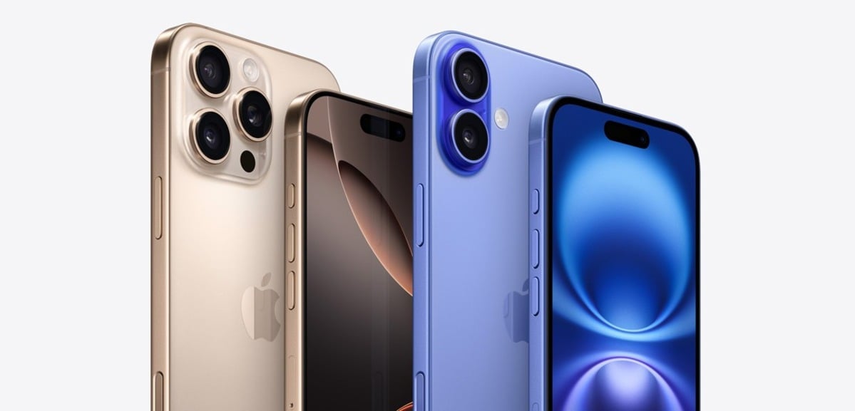 Los nuevos iPhone 16 pro Max en colores dorado y azul
