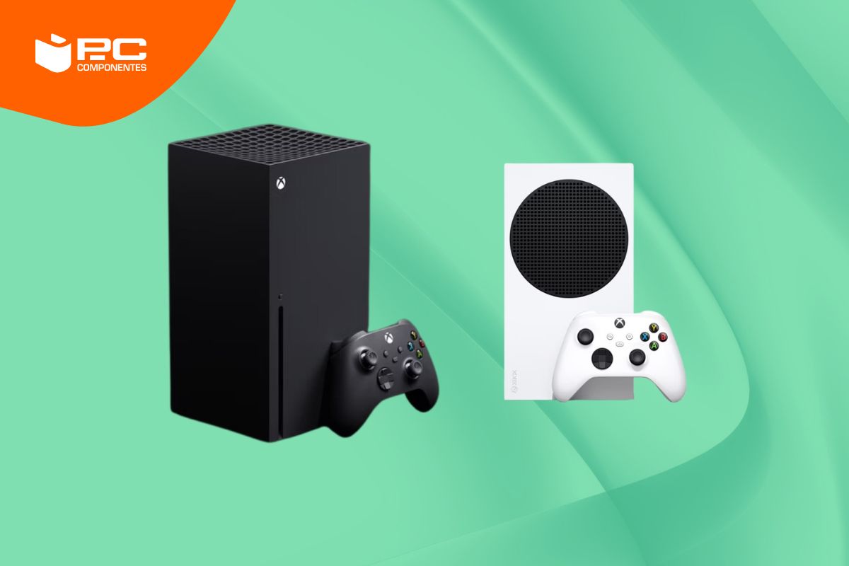 Xbox Series X o S: cuál comprar actualmente Dos consolas Xbox Series X y Series S sobre un fondo verde