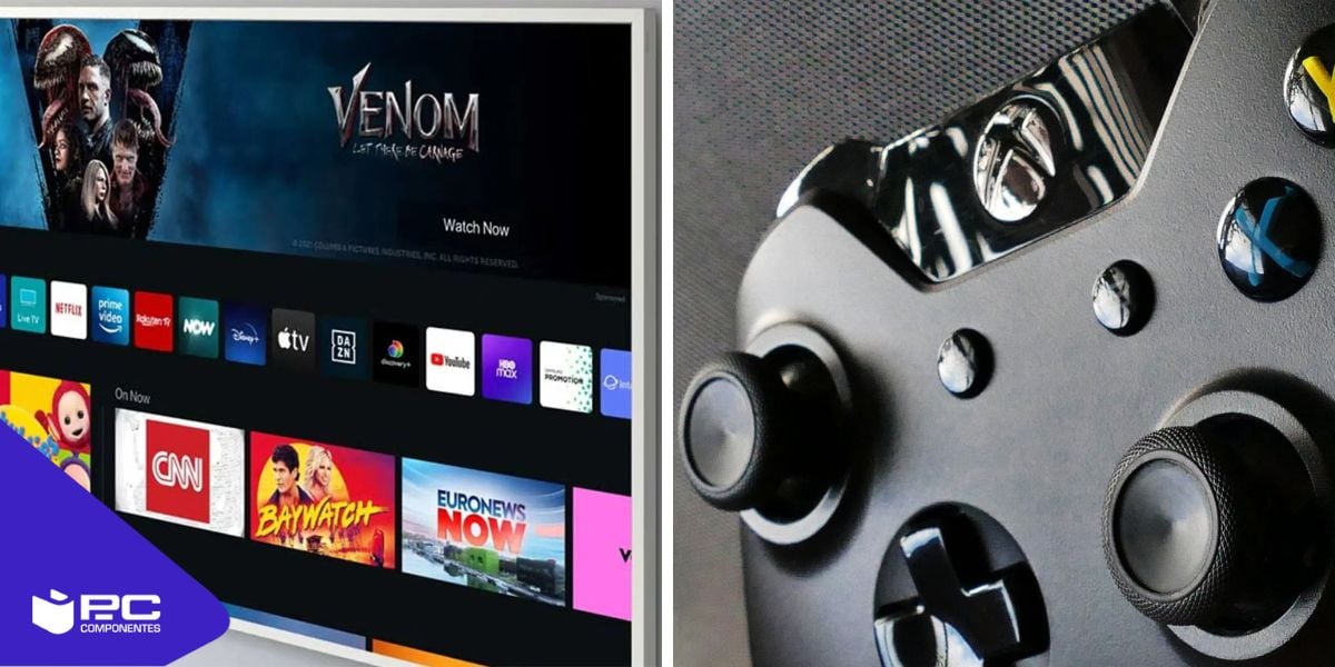 Una television encendida junto a una Xbox (imagen generada por IA)