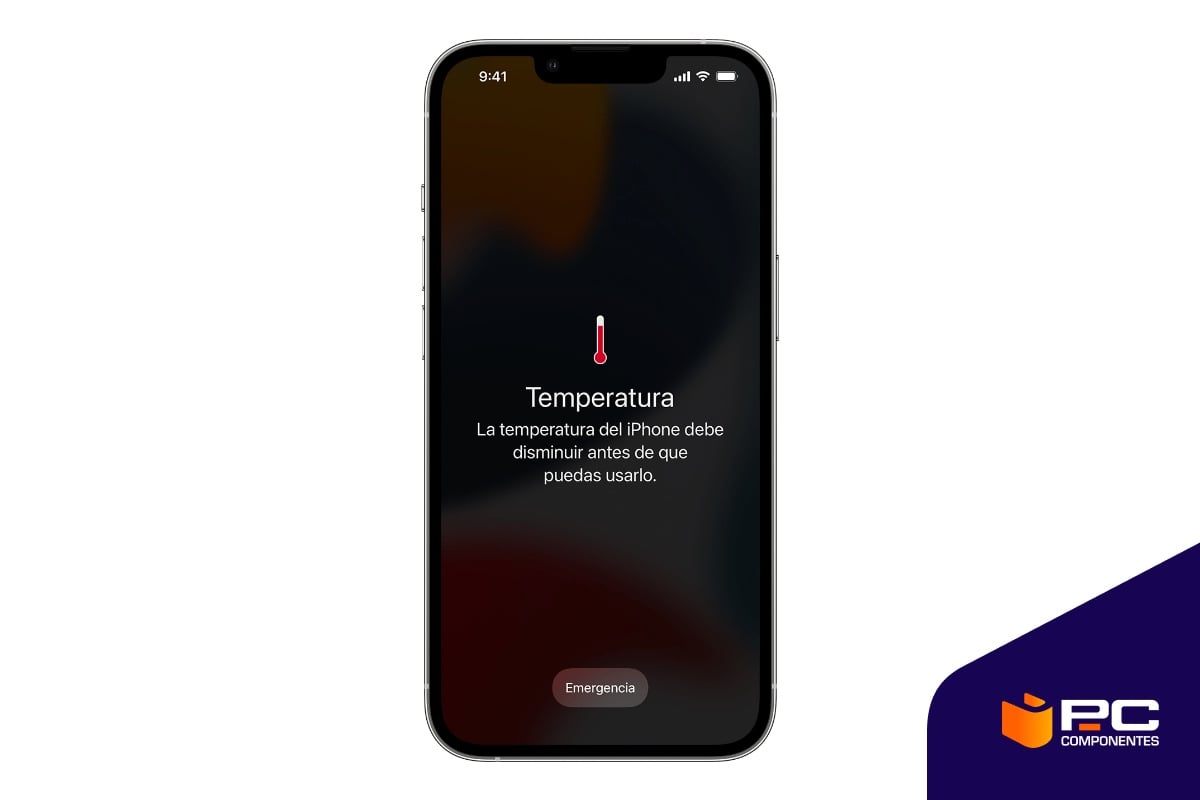 Mensaje de sobrecalentamiento en un iPhone