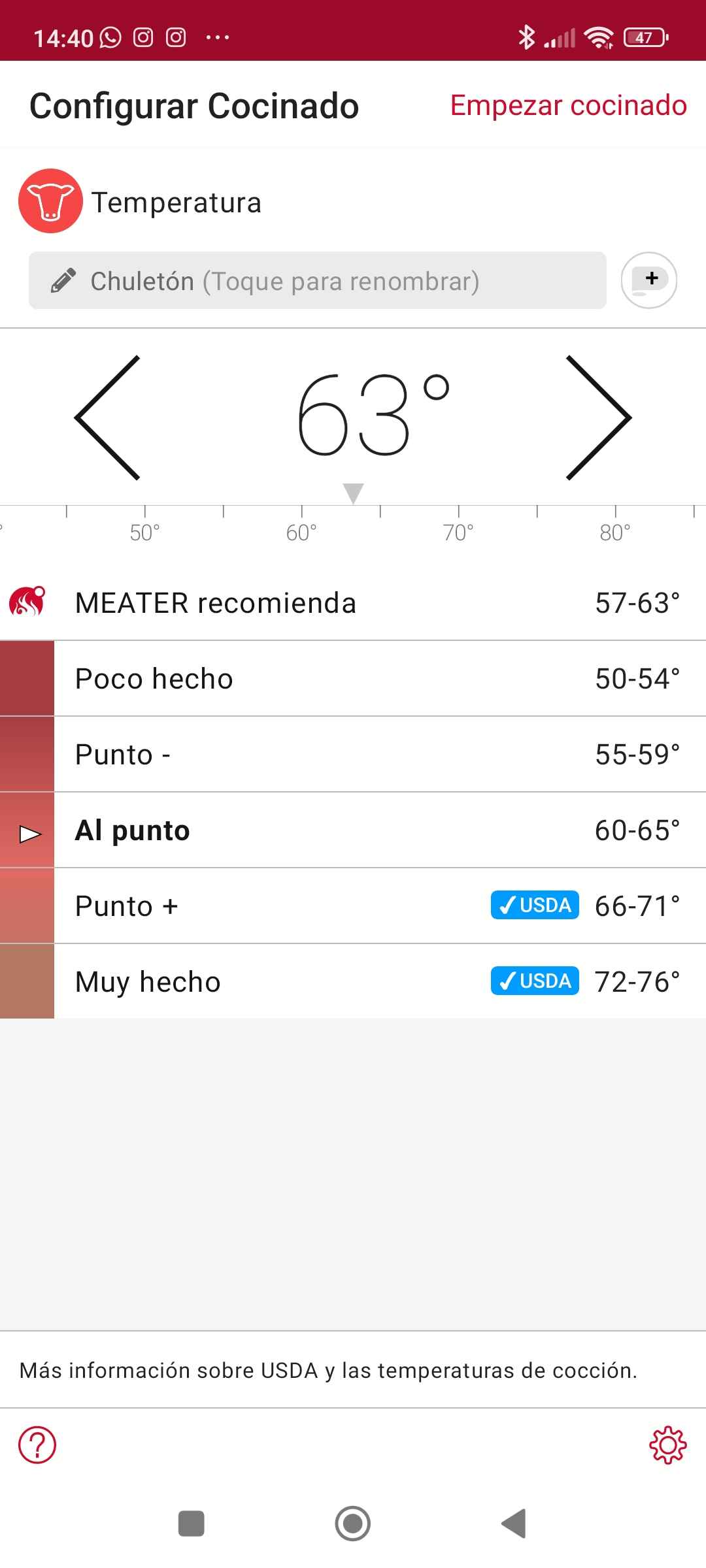 temperatura meater+