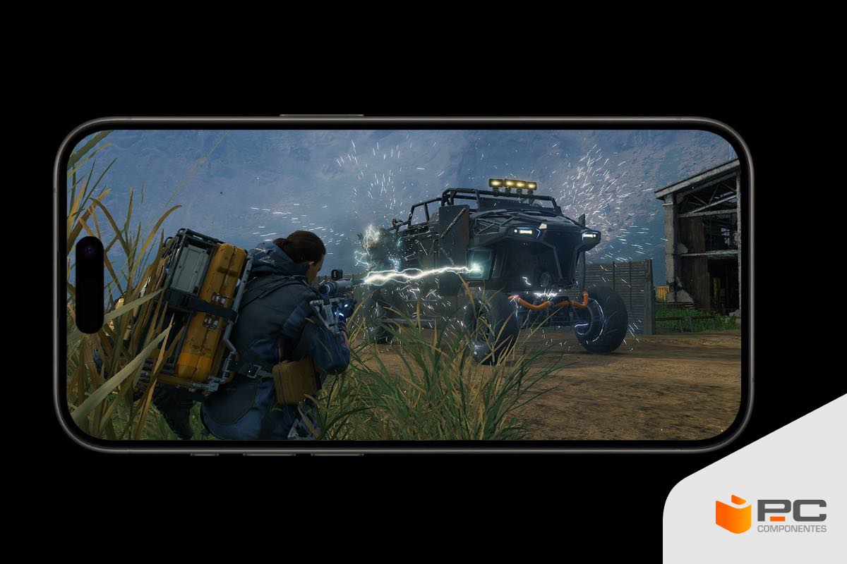 Un iPhone con un videojuego ejecutándose