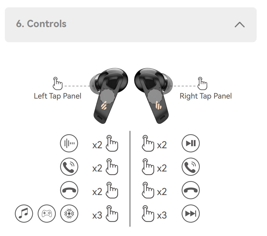 controles edifier neobuds pro 2