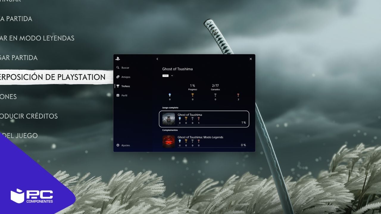 Pantalla de trofeos de Ghost of Tsushima: Directo