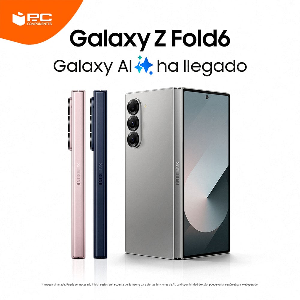 Imagen promocional del Samsung Galaxy Z Fold 6 abierto y plegado