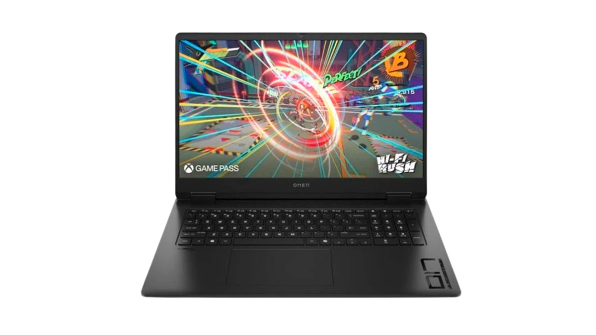 Vista delantera del portátil gaming HP Omen 17 de color negro