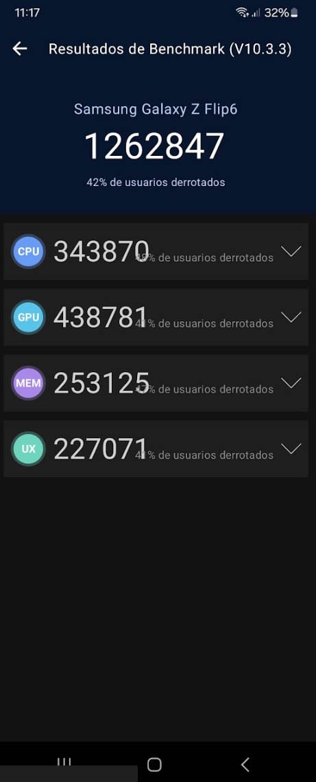 samsung galaxy z flip 6 antutu