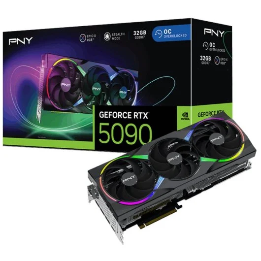 Caja y tarjeta GeForce RTX 5090 de NVIDIA