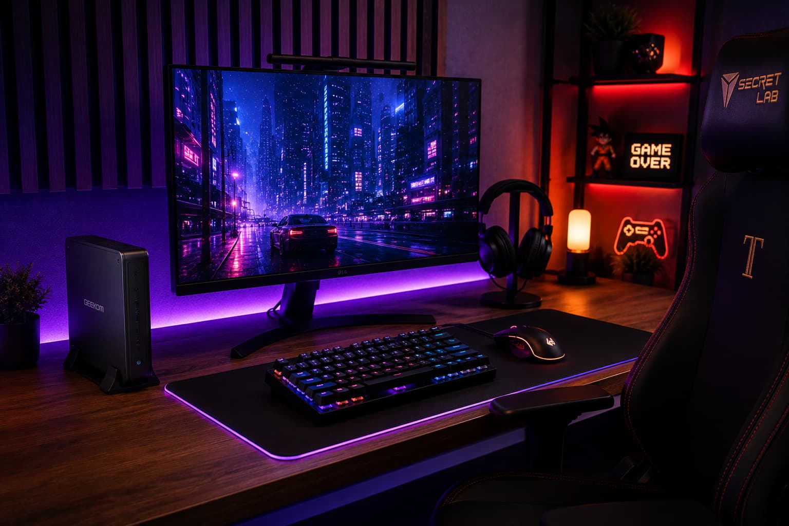 Setup gaming con mini PC en escritorio