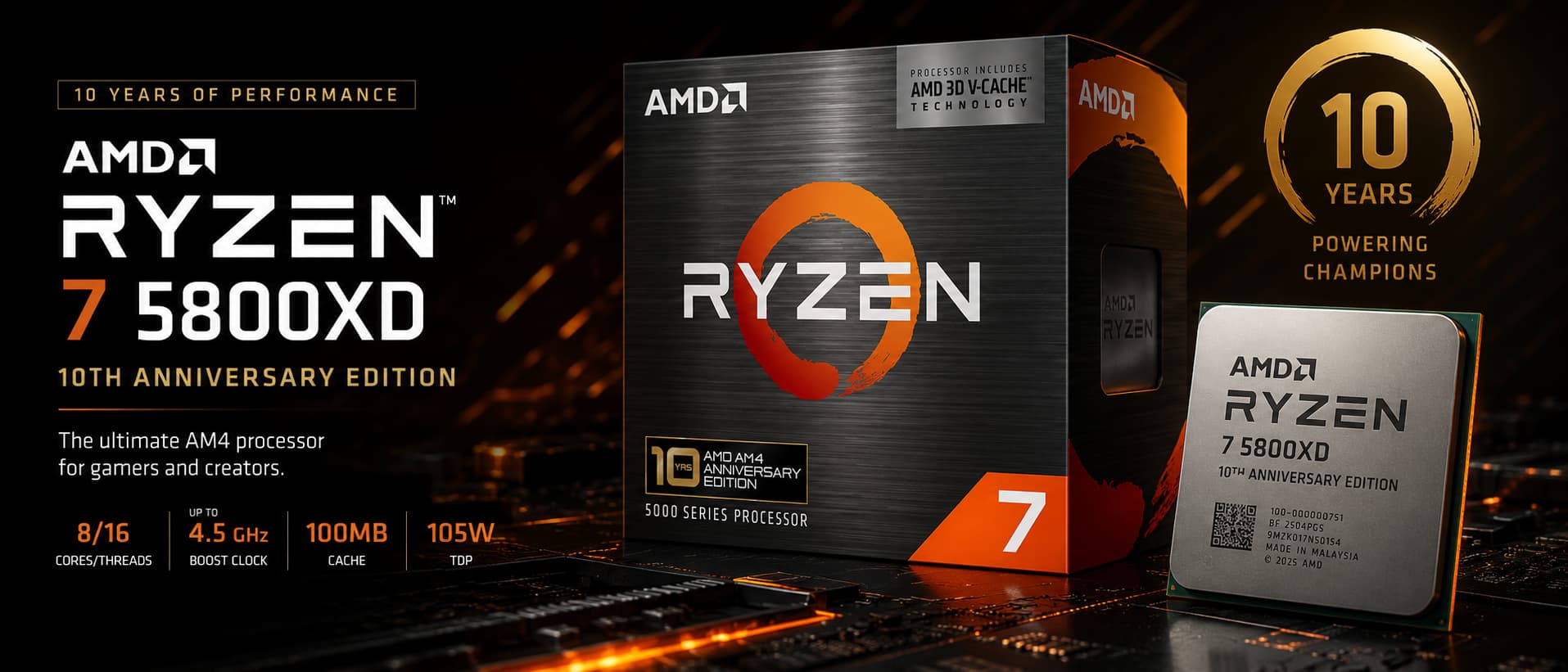 AMD Ryzen 7 5800X3D 10th Anniversary Edition : le processeur gaming DDR4 le plus rapide de retour pour les 10 ans de l'AM4 AMD Ryzen 7 5800X3D 10th Anniversary Edition : le processeur gaming DDR4 le plus rapide de retour pour les 10 ans de l'AM4