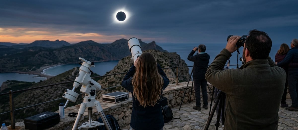 Telescopio para observar el eclipse solar con filtro