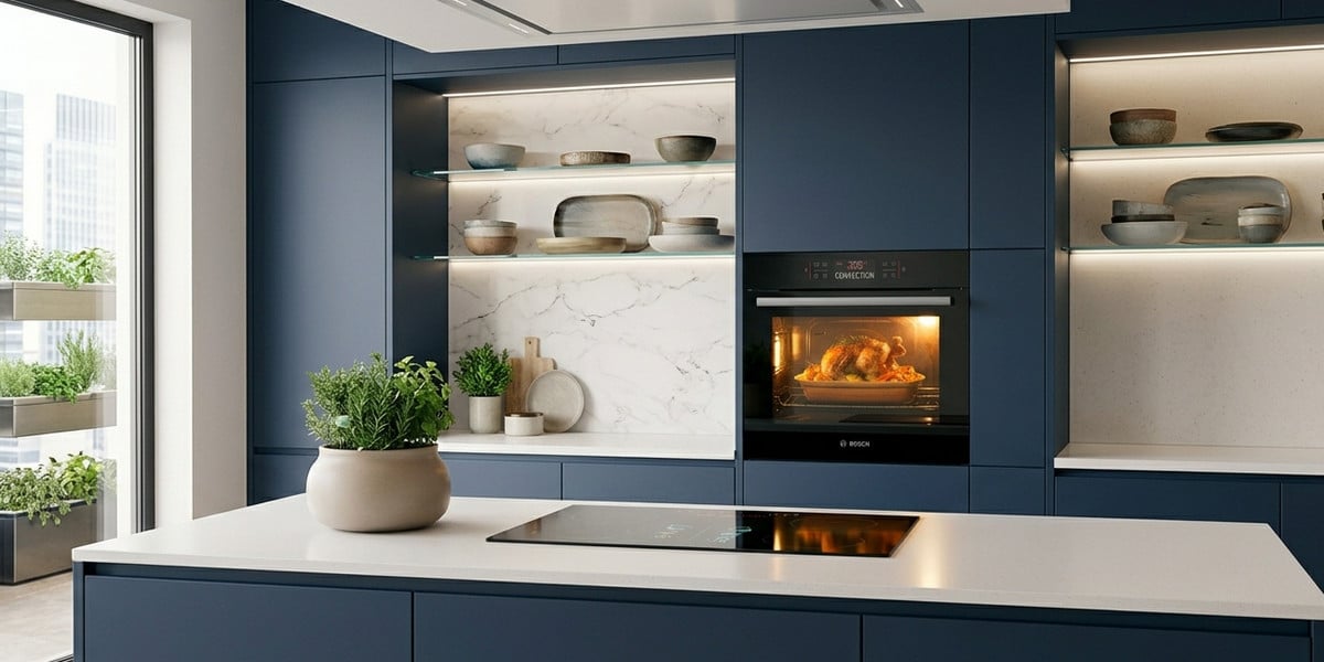 Un horno encastrable en una cocina moderna